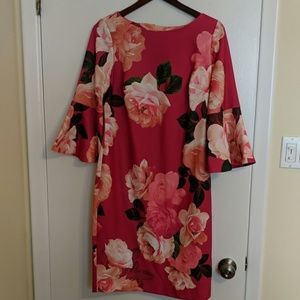 Calvin Klein Midi Pink Rose Sheath Dress Size 12